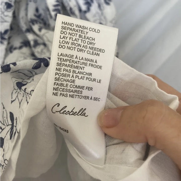 Cleobella Blue White Floral Cotton Puff Sleeve Nevah Mini Size Small Sundress - Picture 8 of 9